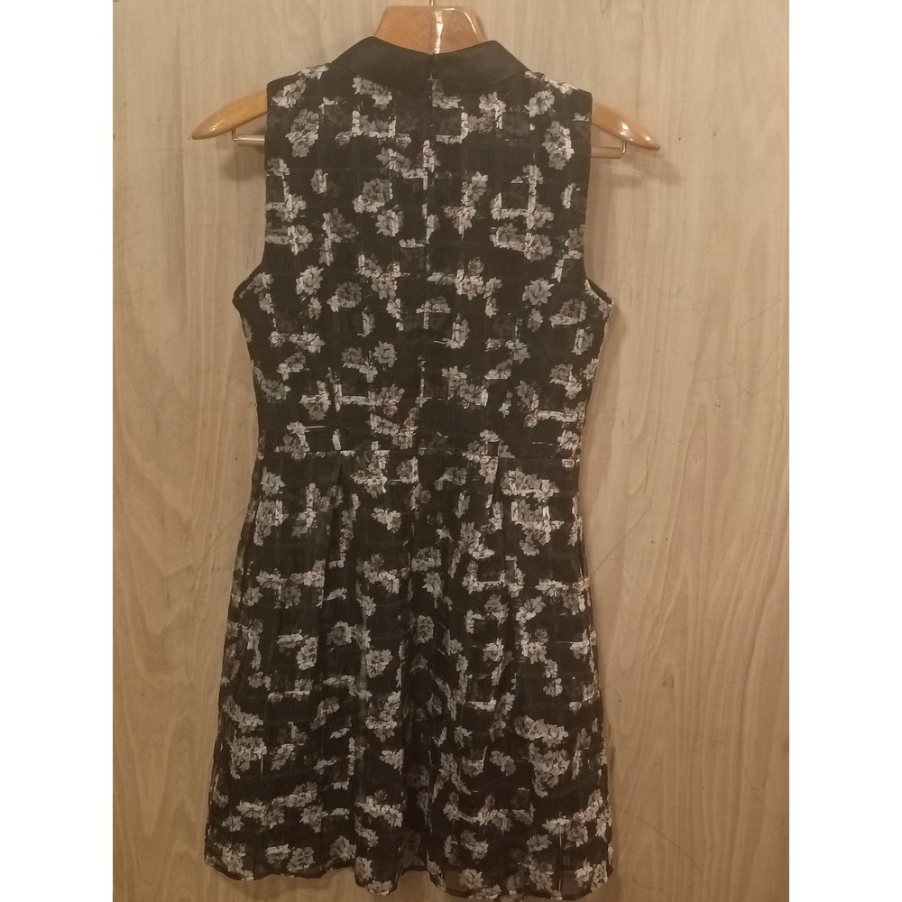Erin Fetherston Womens Black Floral Peter Pan Collar Sleeveless Mini Dress Size6 - Picture 6 of 9
